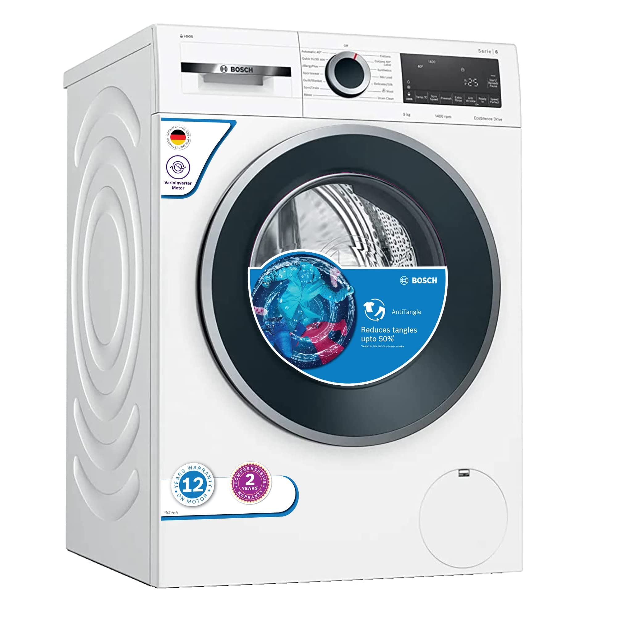 Bosch iDos 9KG 1200 RPM Inverter Touch Control Fully Automatic Front Loading Washing Machine With Inbuilt Heater (WGA244AWIIN