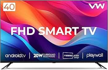 VW 101 cm (40 inches) Playwall Frameless Series Full HD Android Smart LED TV VW40F2 (Black)