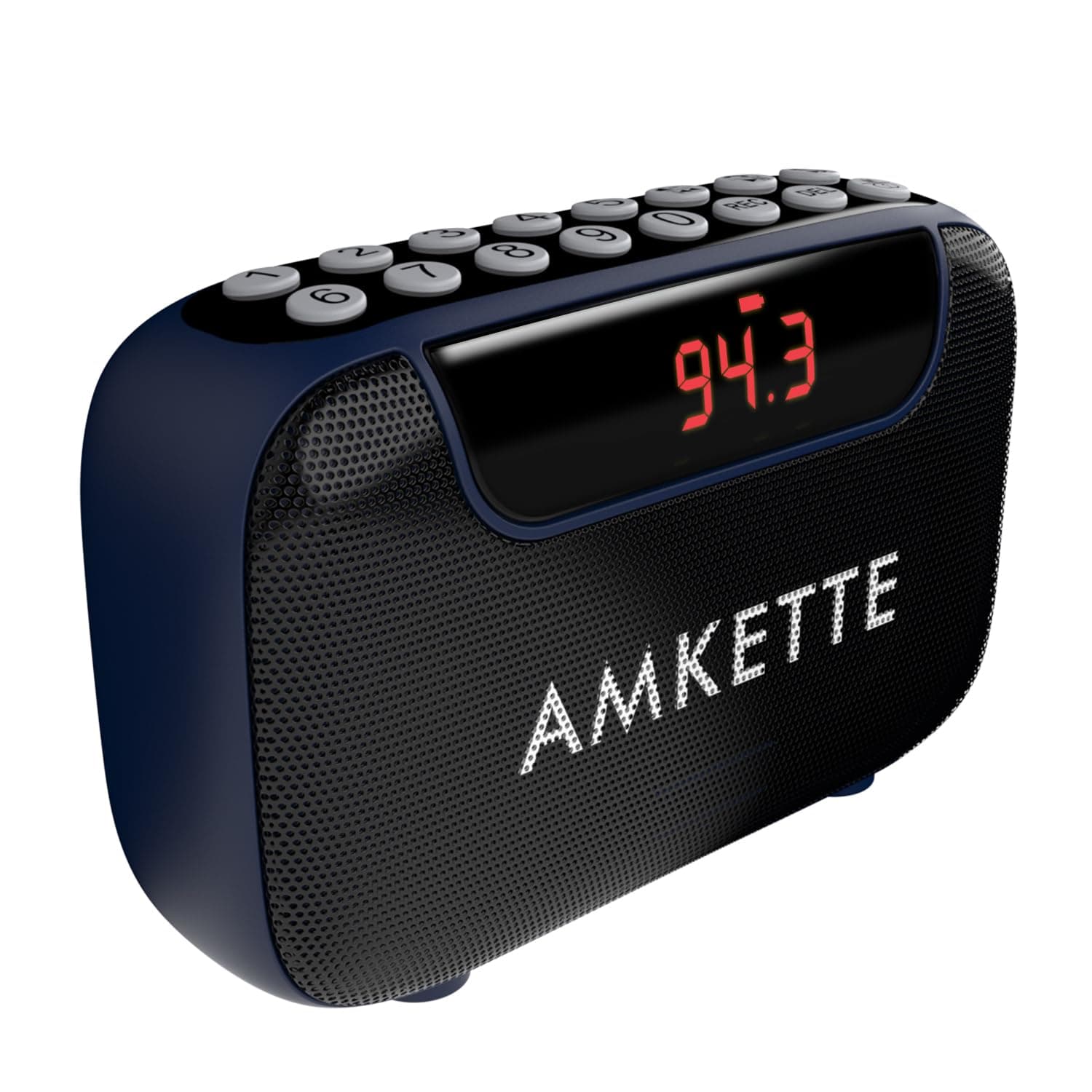 Amkette Pocket Blast FM Radio with Bluetooth Speaker with Powerful Sound, Voice/FM Recording, Hidden Antenna, 7+ Hours Playback (USB-C Charging), and ...