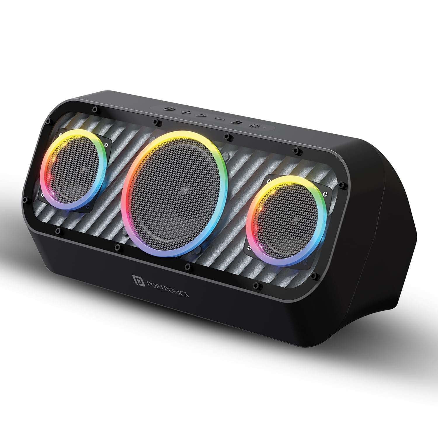 Portronics Microblast 60W HD Sound Portable Party Speaker With Bass Boost Technology, Upto 5 Hours Playtime, 2.1 Channel, RGB LED Lights, Bluetooth 5....
