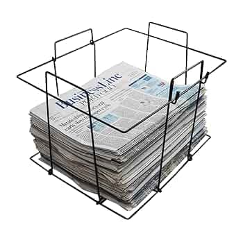 CRAFTCASTLE Multipurpose Cast Iron Folding Newspaper Holder Bin for Magazines, Paper, Records, Artwork and Storage 39x30x33 cm (Black)