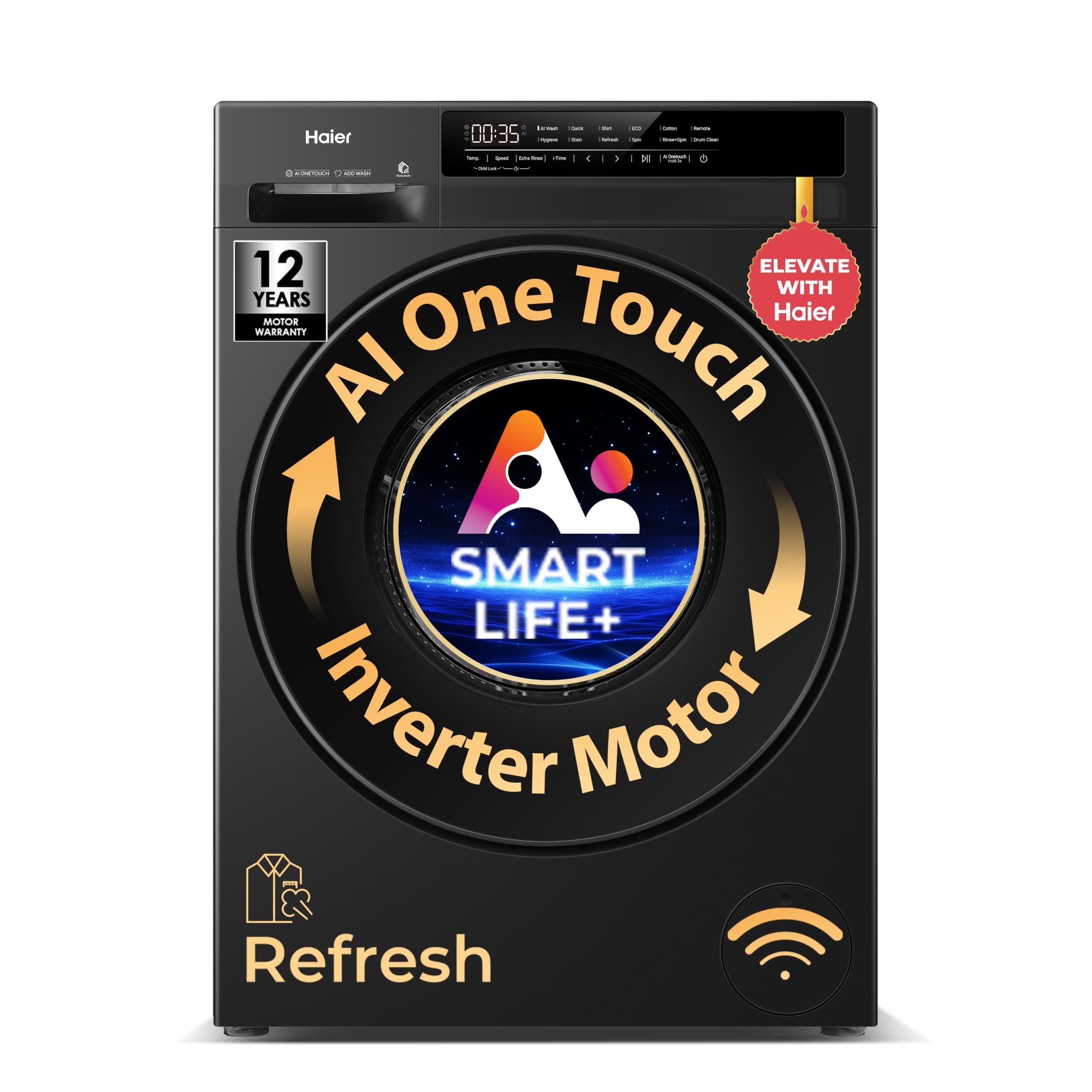 Haier 7 Kg AI One Touch, AI Smart Wash (AI-DBT), PuriSteam, 525mm Super Drum, In-Built Heater,WI-FI, Fully Automatic Front Load Washing Machine, (EFL7...