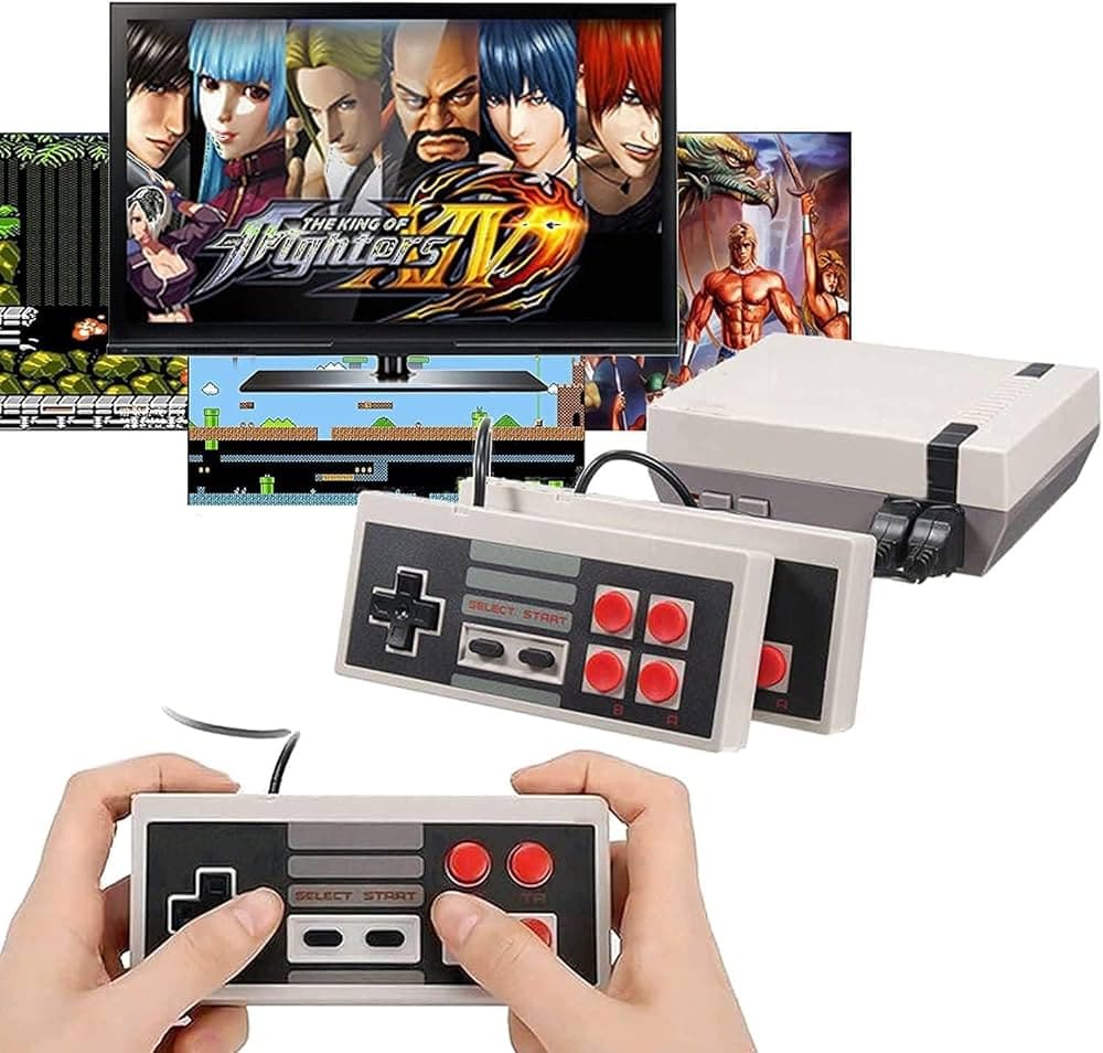 Omeron Tv Video Game Set For Tv Gaming 2 Player Plug and Play TV Games with AV Output Classic Game Console with 620 Inbuilt Video Games and 2 Classic Controllers, Classic Inbuilt Game Like Super Mario Bros, Contra, Double Dragon 2, Duck Hunt, F1 Race Etc, an Ideal Gift for Kids and Adults