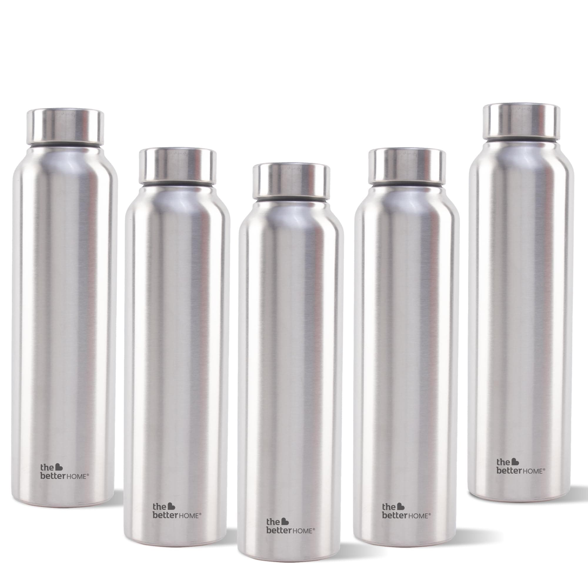 The Better Home 1000 Stainless Steel Water Bottle 1 Litre Silver (Pack of 5) | Eco-Friendly, Non-Toxic & BPA Free Water Bottles 1+ Litre (Pack of 5) | Rust-Proof, Lightweight, Leak-Proof & Durable…