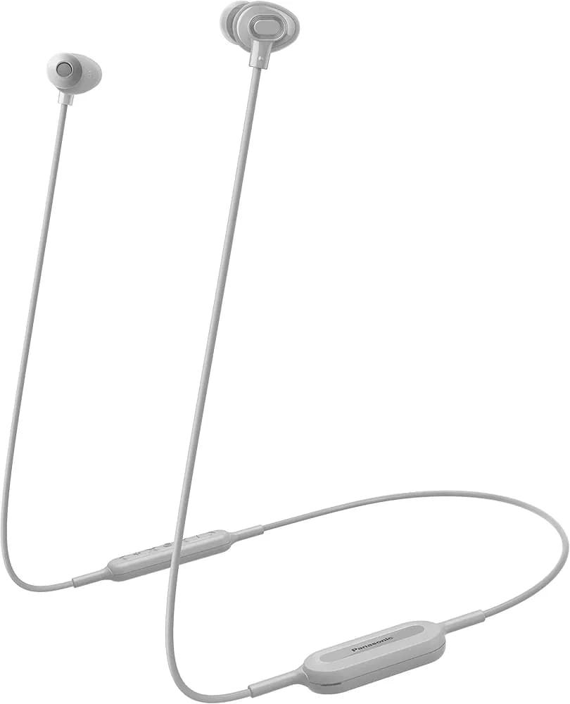 Panasonic Wireless in-Ear Headphone with Extra Bass System, Double Hold in-Ear Design, Quick Charge, Built-in Mic, Works with Google Assistant, Siri, Multi Device Connectivity (RP-NJ310BGEW, White)