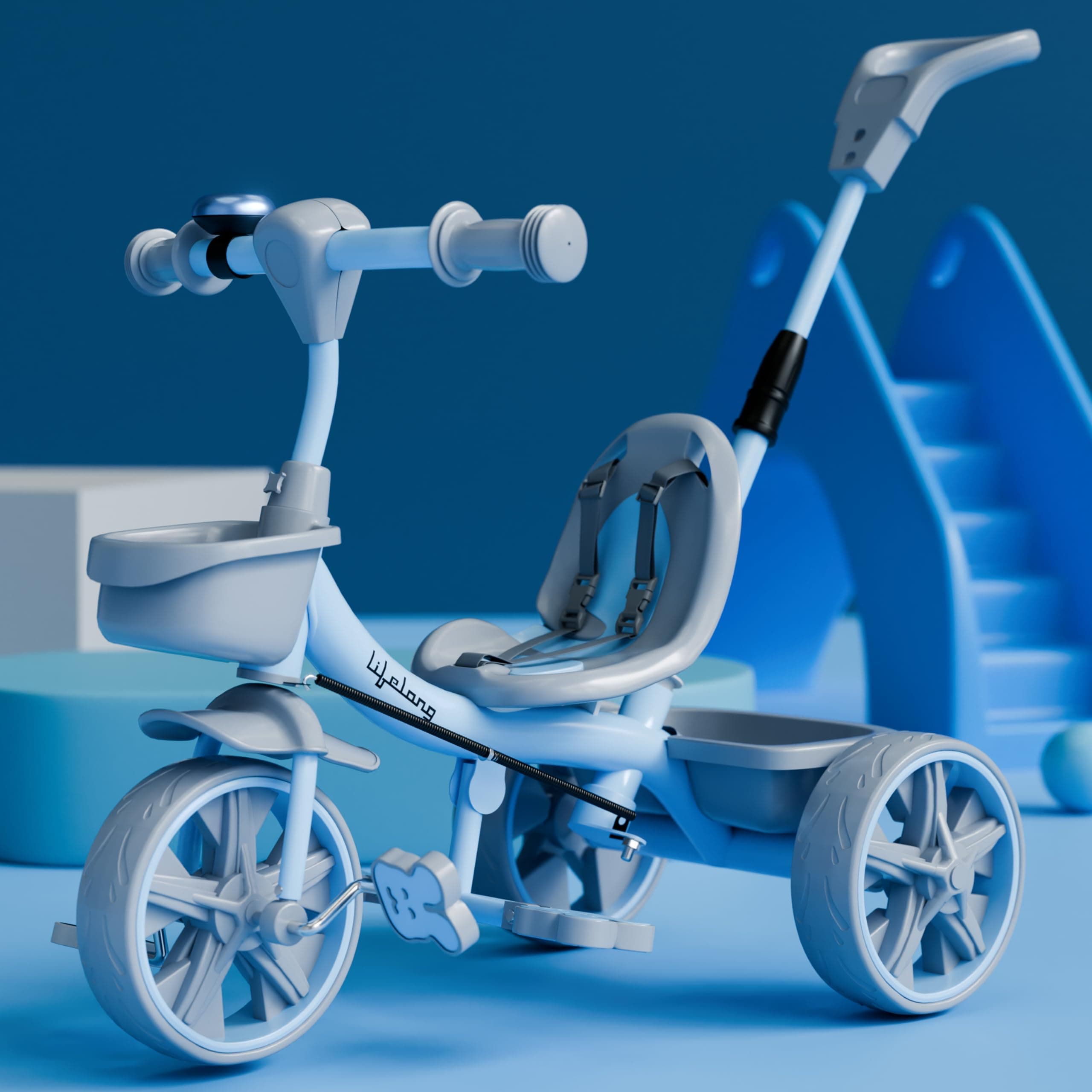 Lifelong Parental Trike - Tricycles for Boy & Girl - Baby Cycle - Bicycle for Kids - Bike with 3 EVA Wheels, Bell & Basket for Toys