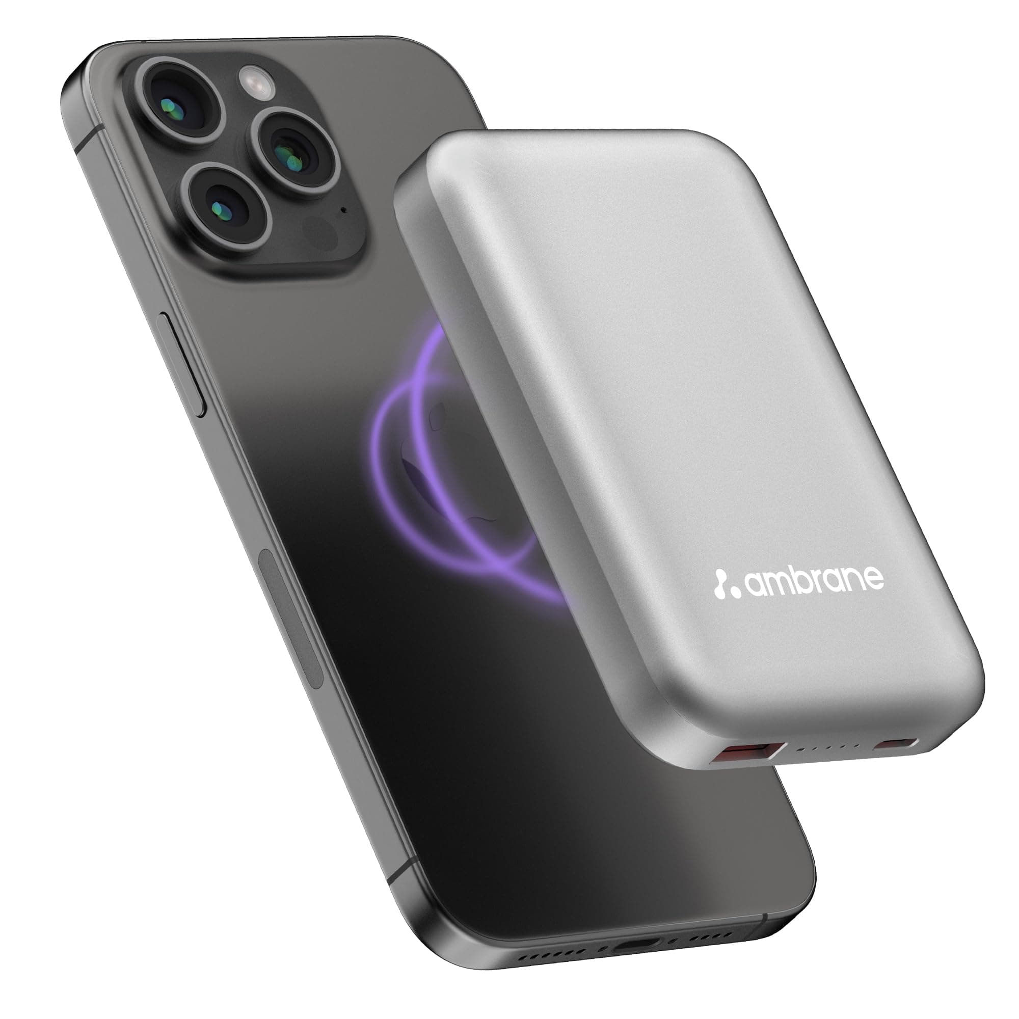 Ambrane MagSafe Wireless 10000mAh Fast Charging Power Bank, Strong Magnet, 22.5W Output for iPhone 12 & Above, Android & Other Qi Enabled Devices, Pre...