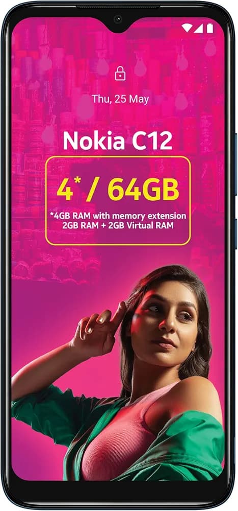 (Renewed) Nokia C12 Android 12 (Go Edition) Smartphone, All-Day Battery, 4GB RAM (2GB RAM + 2GB Virtual RAM) + 64GB Capacity | Charcoal