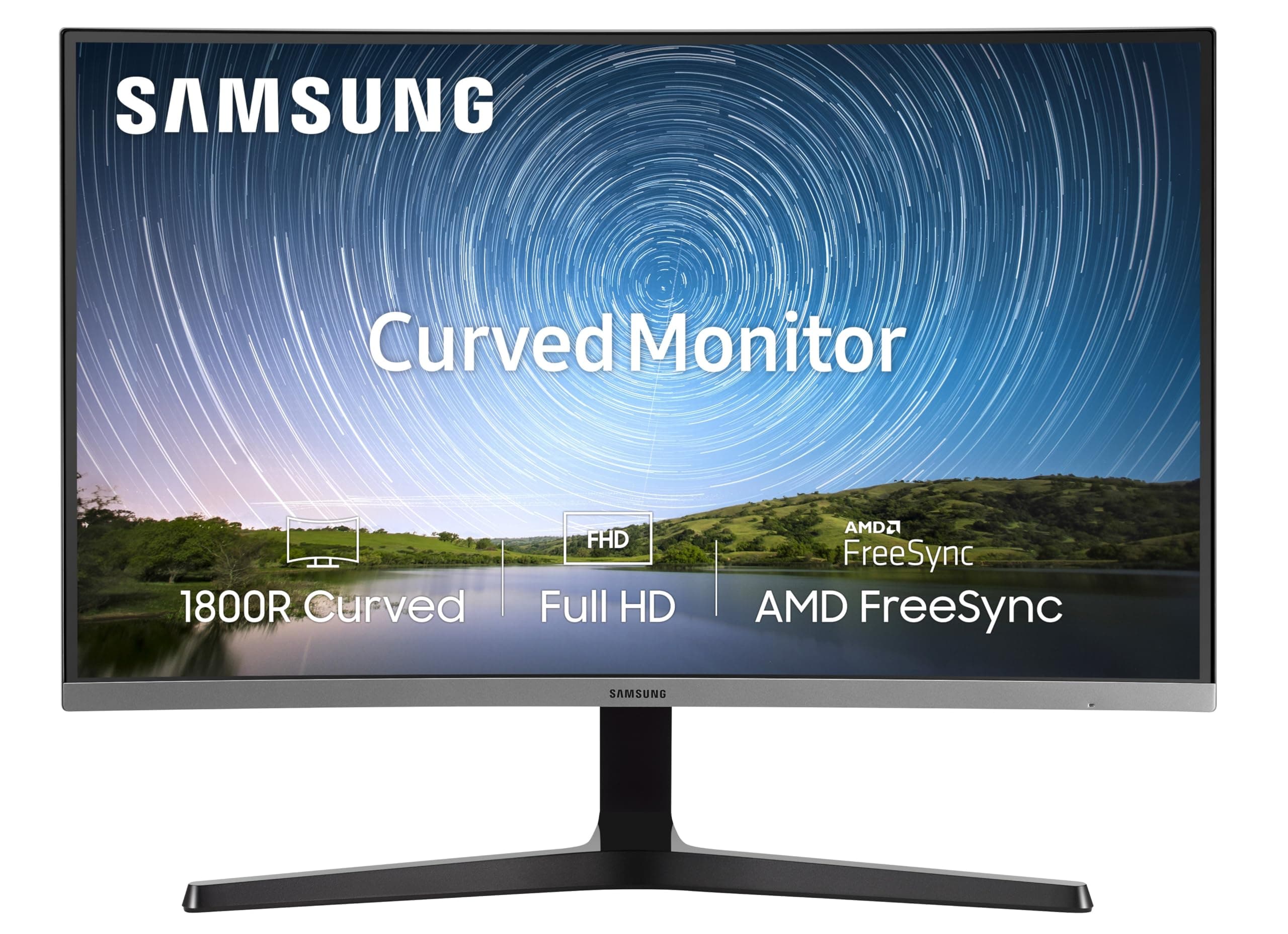 Samsung 27 Inch (68.58 cm) FHD Curved 3-Sided Bezel-Less Monitor (LC27R500FHWXXL, Dark Blue Grey)