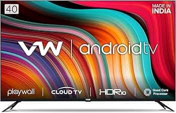 VW 101 cm (40 inches) Playwall Frameless Series Full HD Android Smart LED TV VW40F1 (Black)