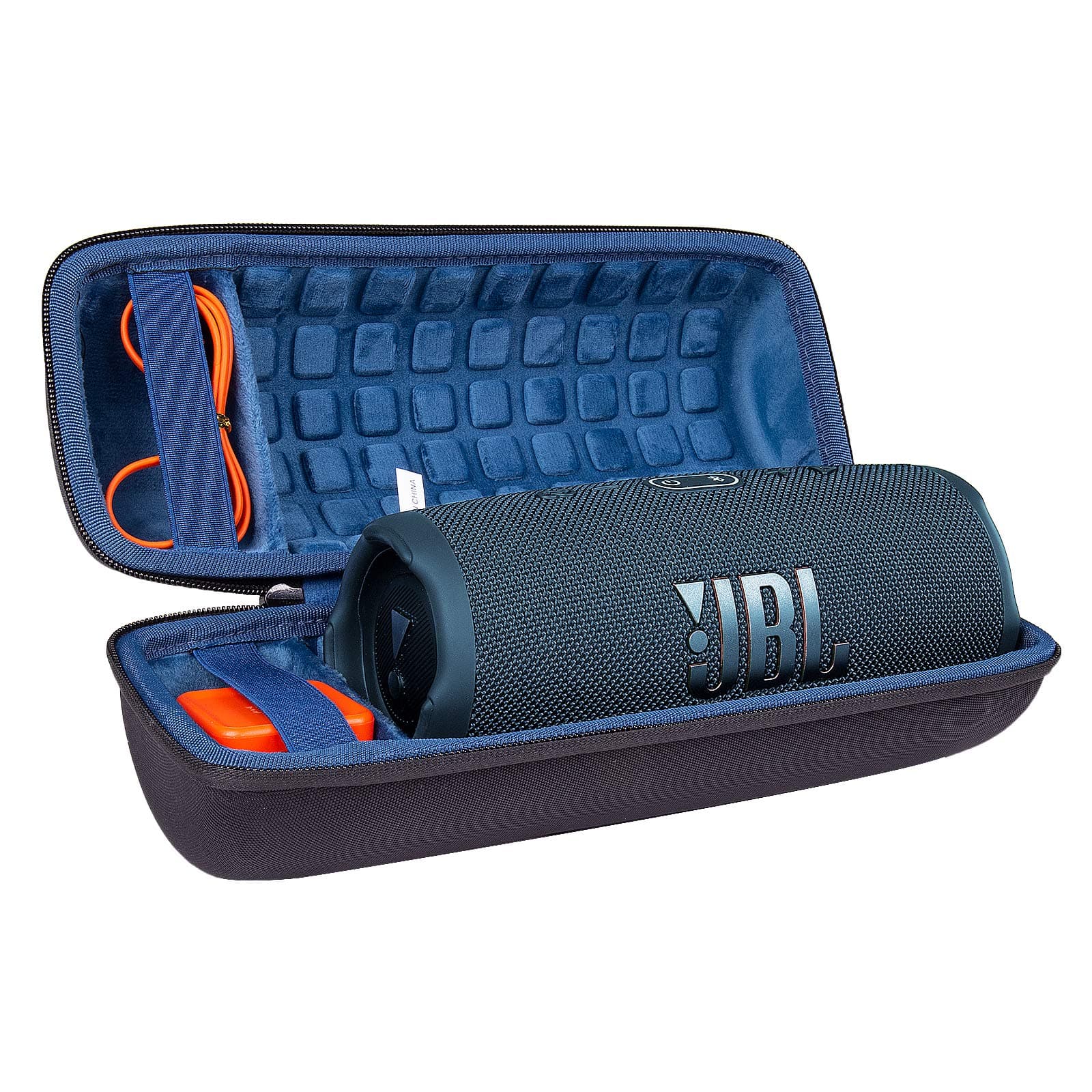 co2crea Hard Travel Case for JBL Charge 4 Portable Bluetooth Speaker (Ouside Black and Inside Blue)