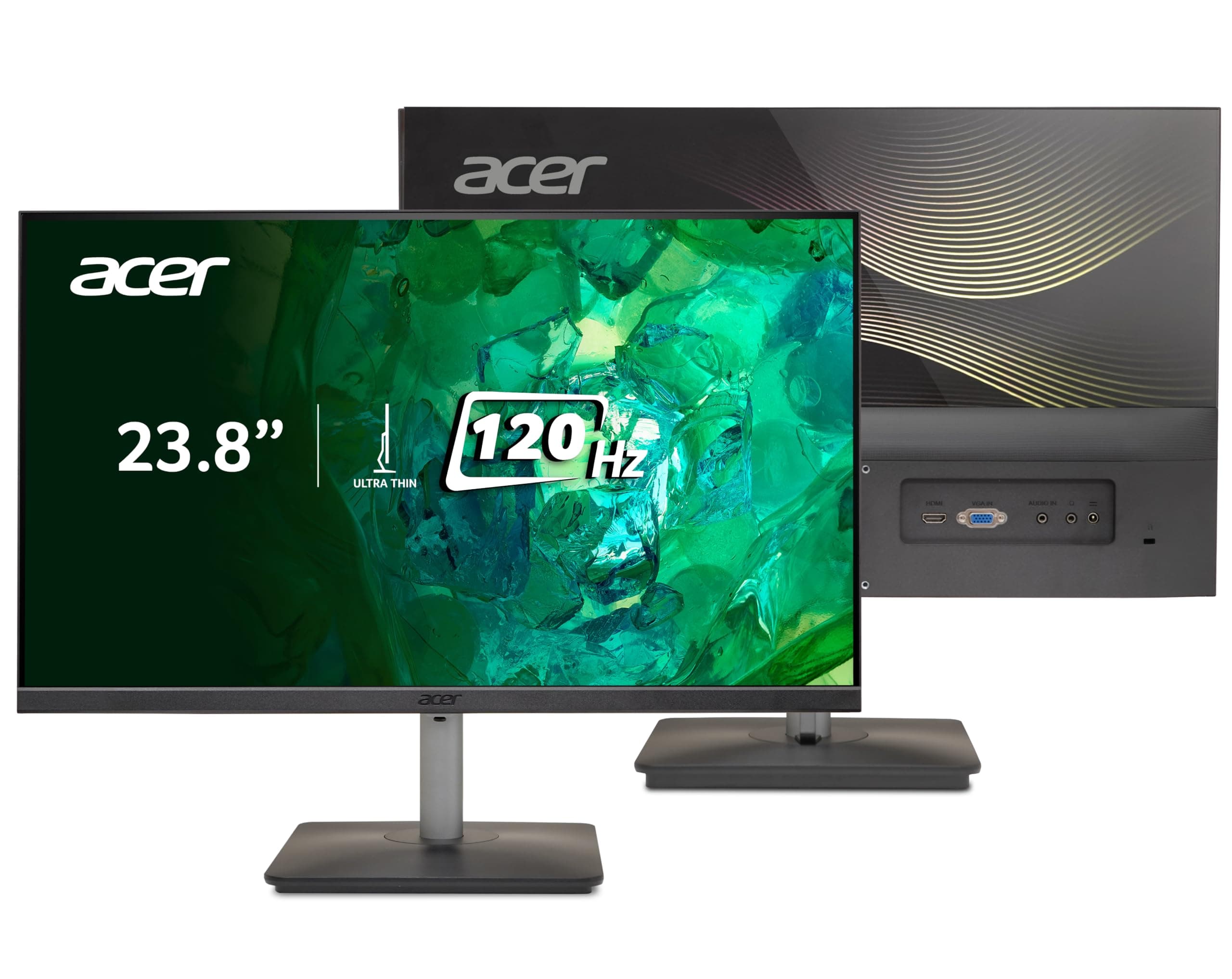 Acer RS242Y 23.8 Inch Full HD IPS Ultra-Thin (6.9mm) Backlit LED Monitor I Color Patterned Back Mood Light I Dual Glass Design, Sleek Metal Frame I 1 ...