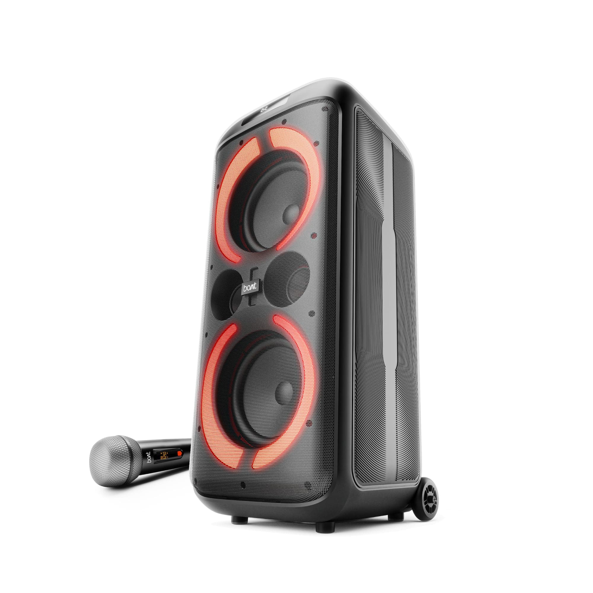 boAt PartyPal 600 Plus w/Karaoke Auto-Tuner, in-Built DJ Tracks & Bass Drop, 240W Output, Dual UHF Wireless Mics, Dynamic RGB LEDs, 6H Battery, Trolle...