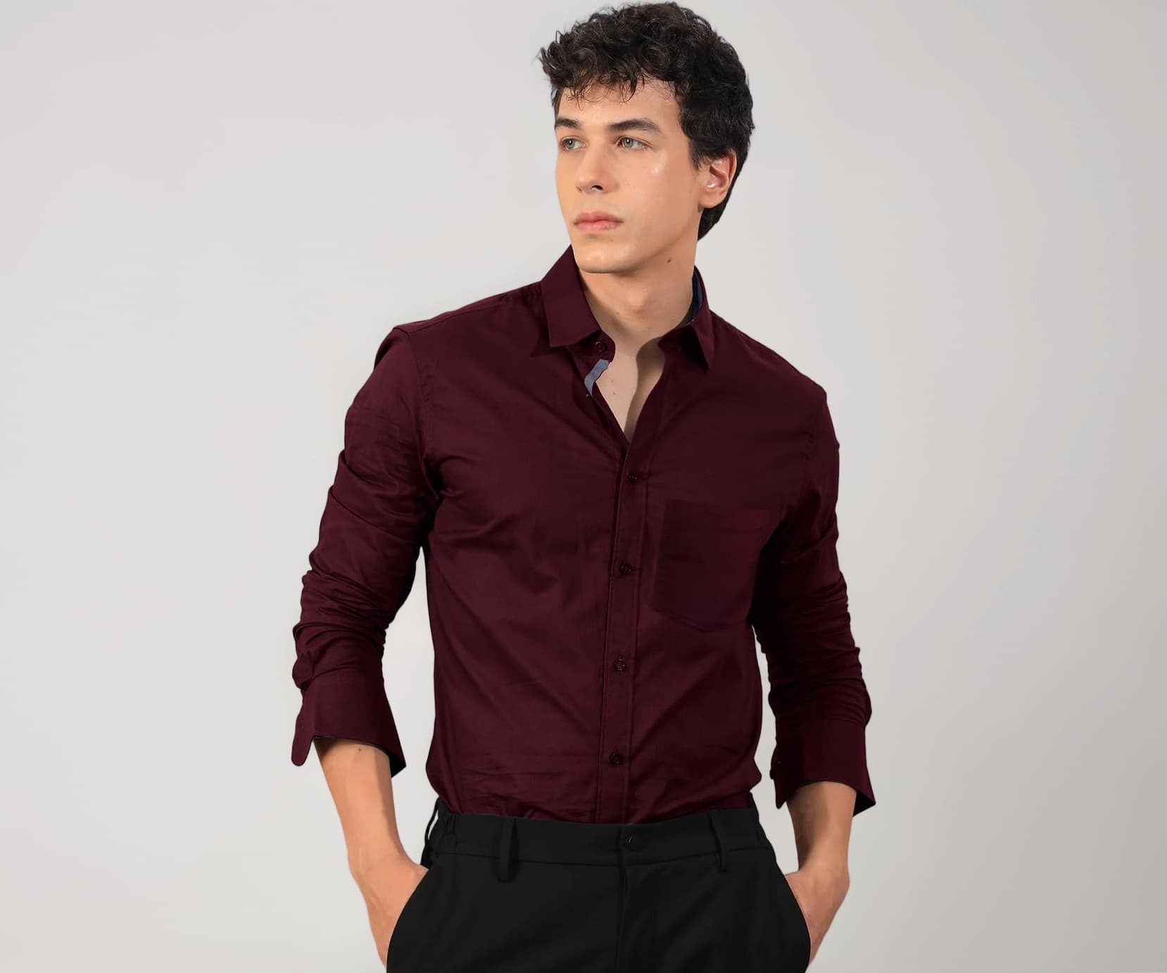 Pinkmint Mens Cotton Blend Regular Fit Long Sleeve Button Down White Shirt for Men Collared Casual Formal Soild Shirt