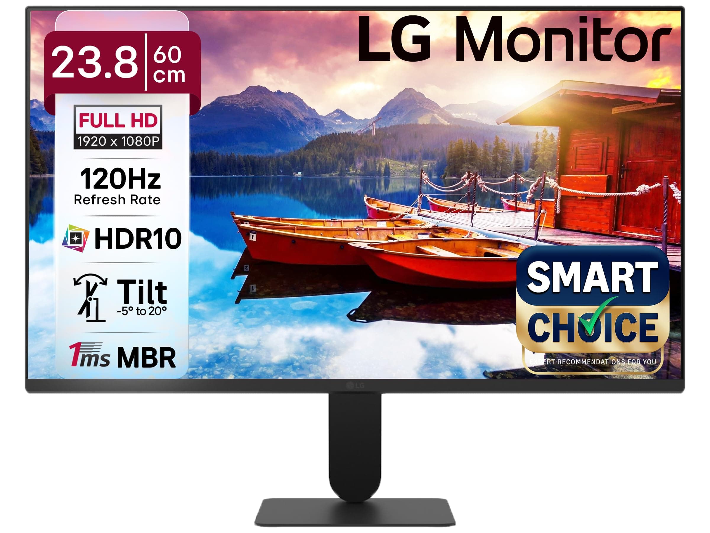LG 24U411A 60.4 cm (23.8 Inch) Full HD (1920x1080) IPS Monitor, 120Hz, 5ms (GtG),VGA, HDMI, 3-Side Virtually Borderless Design, sRGB 99% (Typ.), HDR 1...
