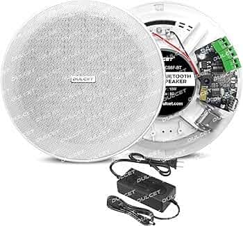 DULCET DC-CS6F-BT 6.5 inch 10W Full Range Frameless Active Bluetooth Ceiling Speaker with inbuilt Amplifier That Supports Upto 3 Passive Ceiling Speak...