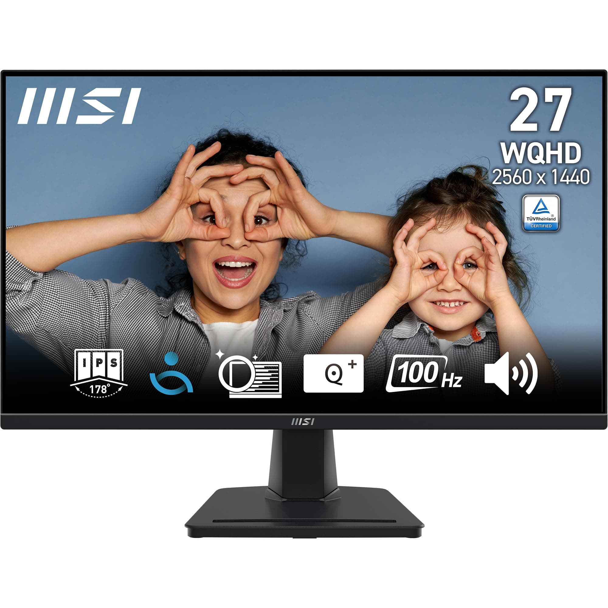 MSI PRO MP275Q 27 Inch WQHD Office Monitor - 2560 x 1440 IPS Panel, 100 Hz, Eye-Friendly Screen, Built-in Speakers, Tilt-Adjustable - HDMI 2.0b, DP (1...