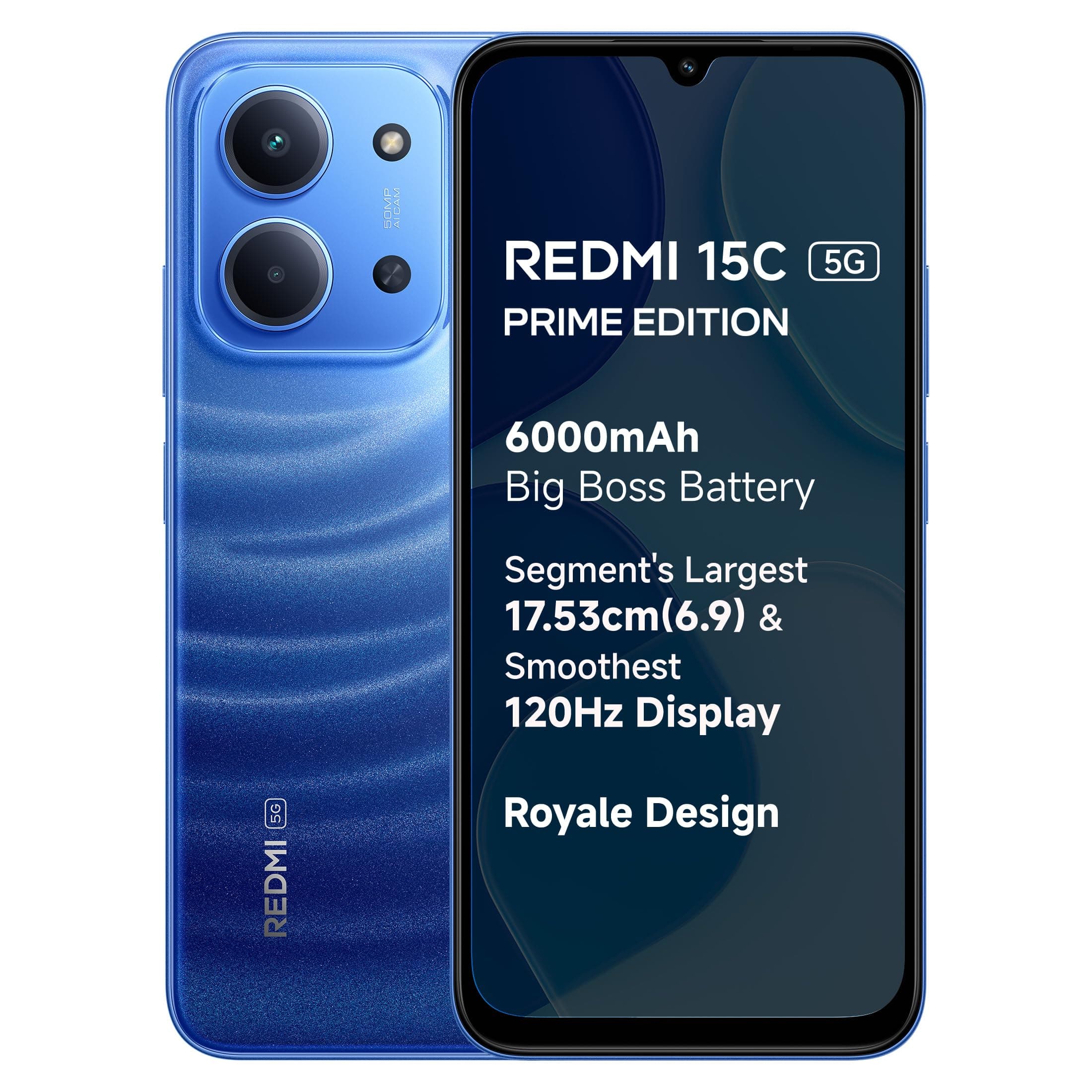 REDMI 15C 5G Moonlight Blue 4GB + 128GB | Royale Design | Massive 6000mAh Battery | Segment's Largest Display 17.53cm Up to 120Hz | MediaTek Dimensity...