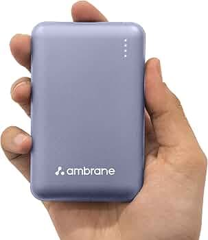 Ambrane 10000mAh Compact Powerbank, 22.5W Fast Charging, Dual Output Ports 1 USB & 1 Type-C, Power Delivery, Quick Charge, Li-Polymer for iPhone, Android & Other Devices (Powerlit, Purple)