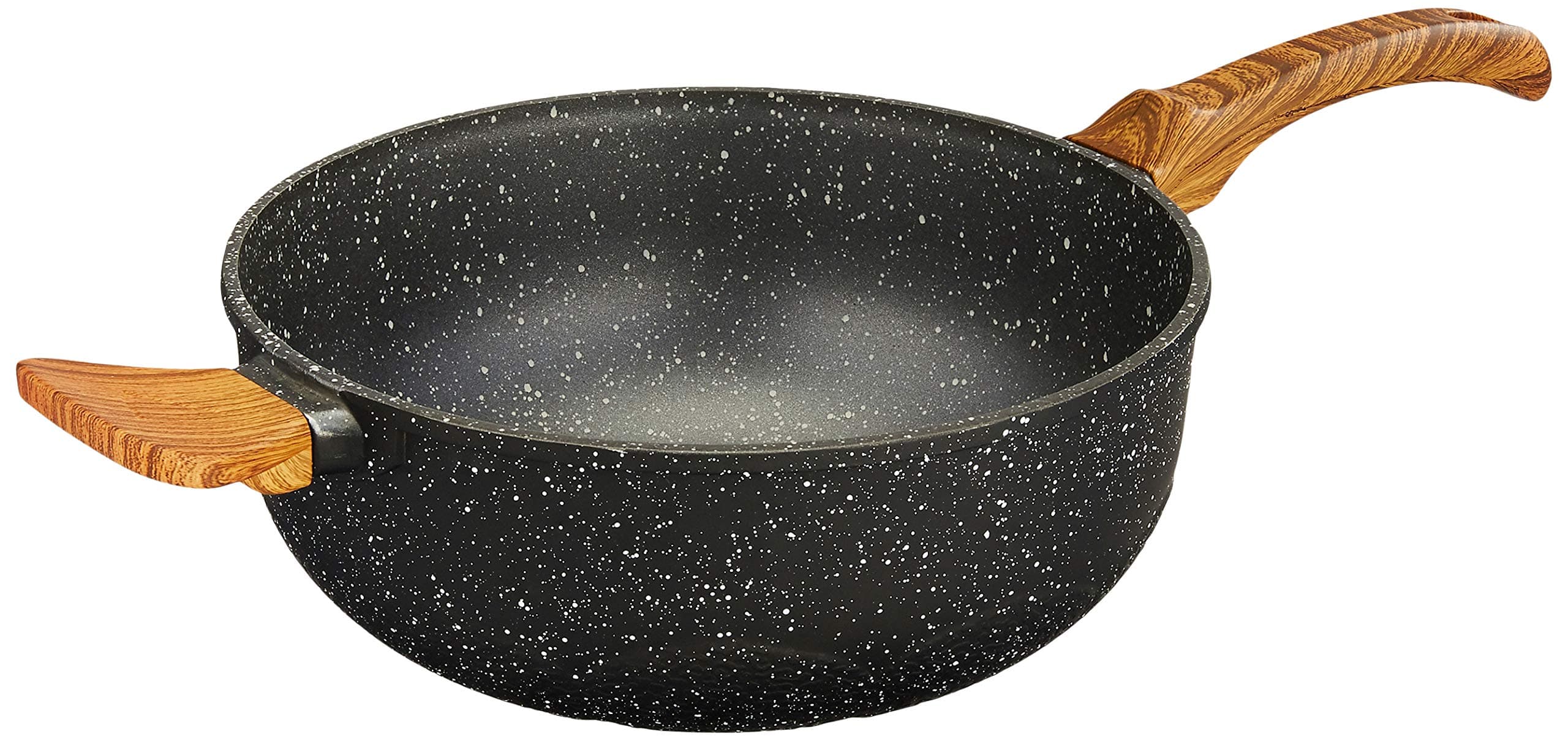 Amazon Brand - Solimo Die Cast Aluminium Non Stick Wok/Kadhai (25cm, 5 layer coating) (Black)