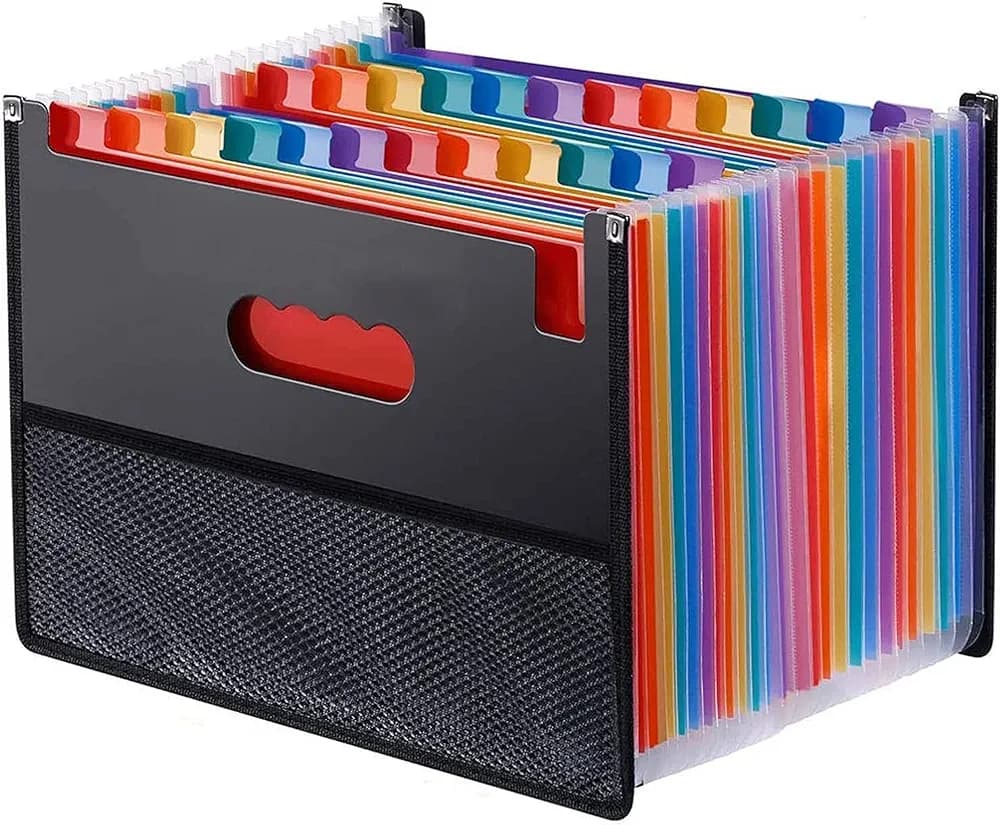 NISUN 24 Pockets Expanding File Folders, Accordion File A4 Letter Size, Alphabetical Expandable Accordion Document Holder Bill Receipt Organizer (23 * 33cm)