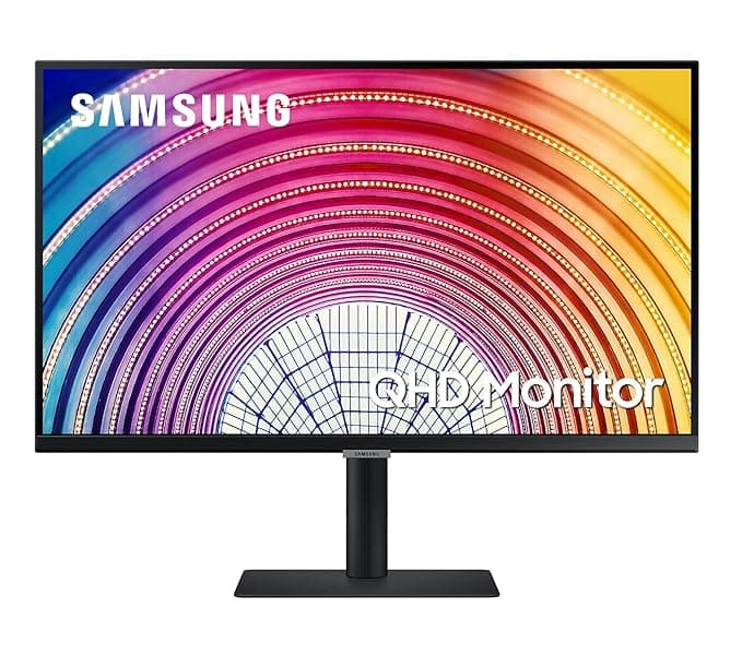 Samsung 60 Series 68.4 cm (27 inch), 2k WQHD Flat Computer Monitor (2,560 x 1,440) IPS, HDR10 (1 Billion Colors), Height Adjustable Stand, Eye Care, 7