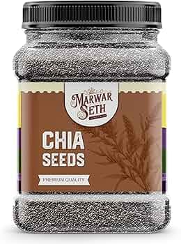 Marwar Seth Natural Chia Seeds 1000 Grams| Ideal for Smoothies, Salads, and Baking | Nutrient-Rich Superfood