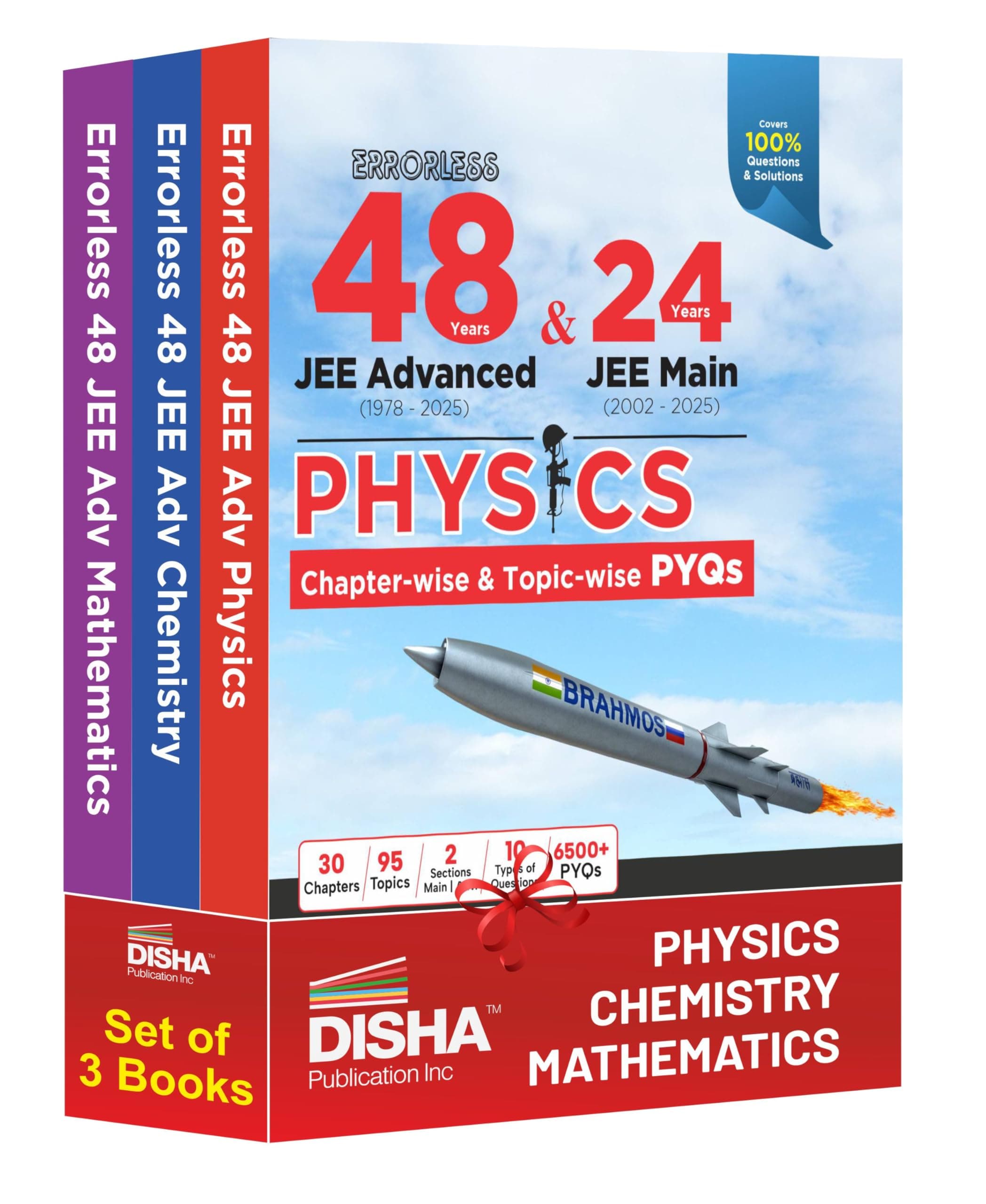 Disha Combo (set of 3 Books) Errorless 48 Years JEE Advanced (1978 - 2025) & 24 Year JEE Main (2002 - 2025) PHYSICS, CHEMISTRY & MATHEMATICS Chapter-w...