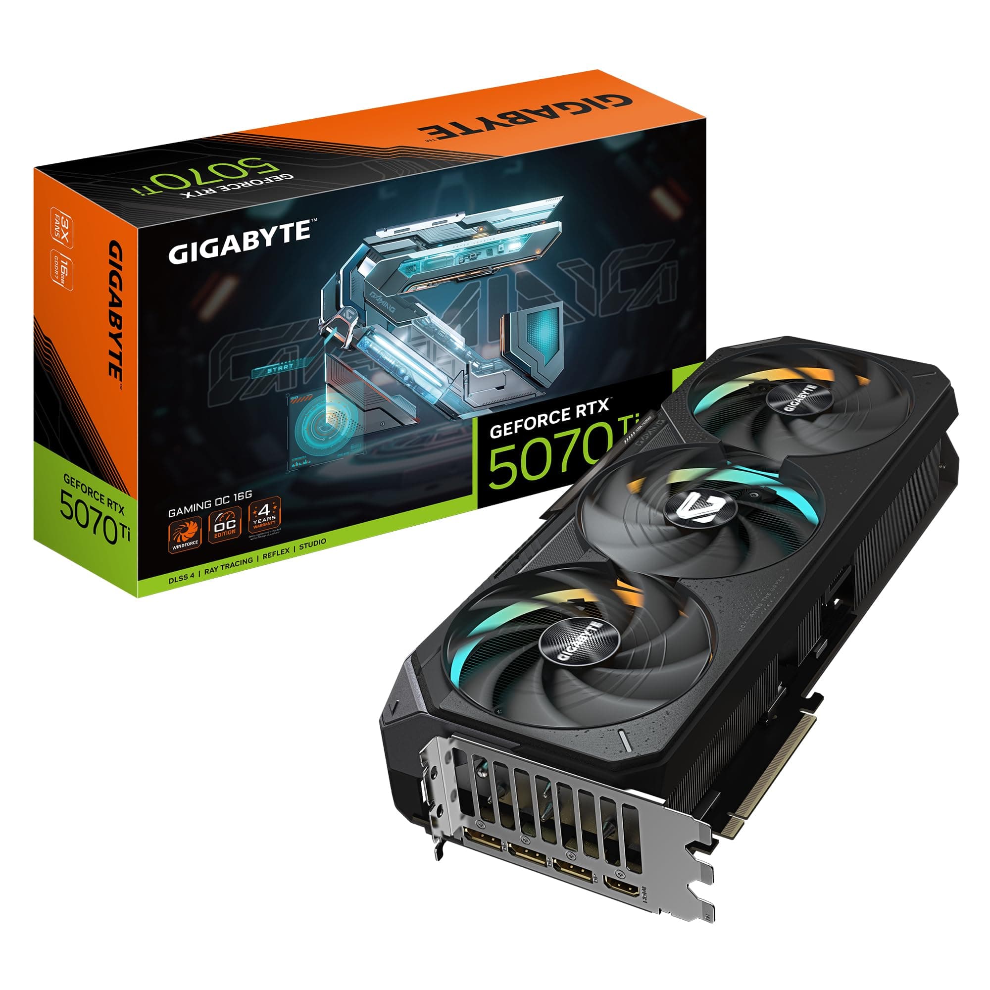 Gigabyte GeForce RTX 5070 Ti Gaming OC 16G Graphics Card - 16GB GDDR7, 256 Bit, PCI-E 5.0, 2588 MHz Core Clock, 3 x DP 2.1a, 1 x HDMI 2.1b, NVIDIA DLS...