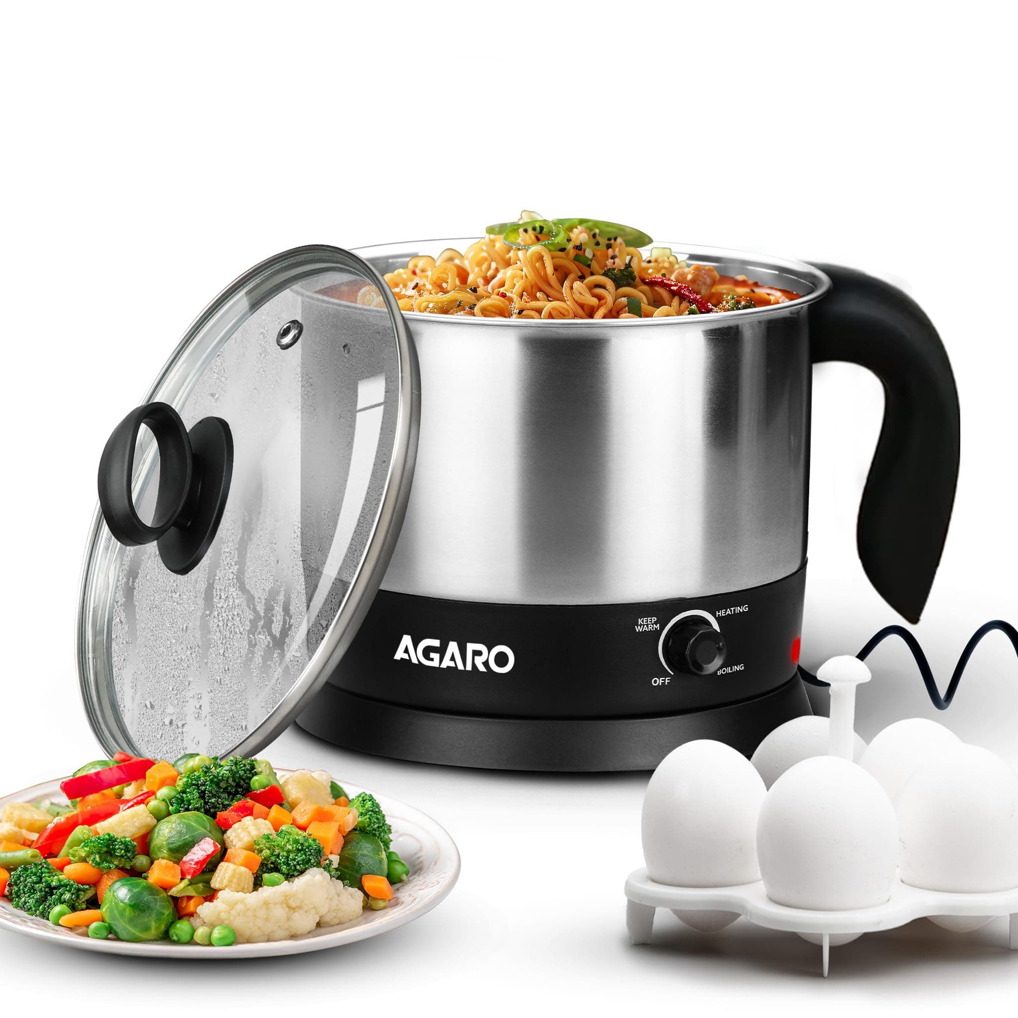 AGARO - 33262 Stella 1500-Watt, 1.8 Litre Stainless Steel Electric Kettle, with Boil-Dry Protection & Auto Shut Off (Steel) Electric Kettles