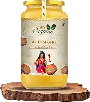 THARORGANIC A2 Desi Gir Cow Ghee | Pure Desi Ghee | Vedic Bilona Method | Natural Quality Ghee from Gir Cow's Milk | 500 ml Glass Bottle with Spoon