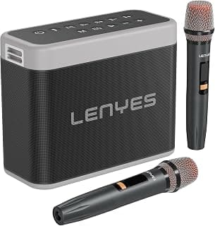 Lenyes S832 160W Bluetooth Party Speaker, 2 Wireless Mics, 20000mAh Battery, 10Hr Playtime, Guitar and Mic Input, USB TF A...