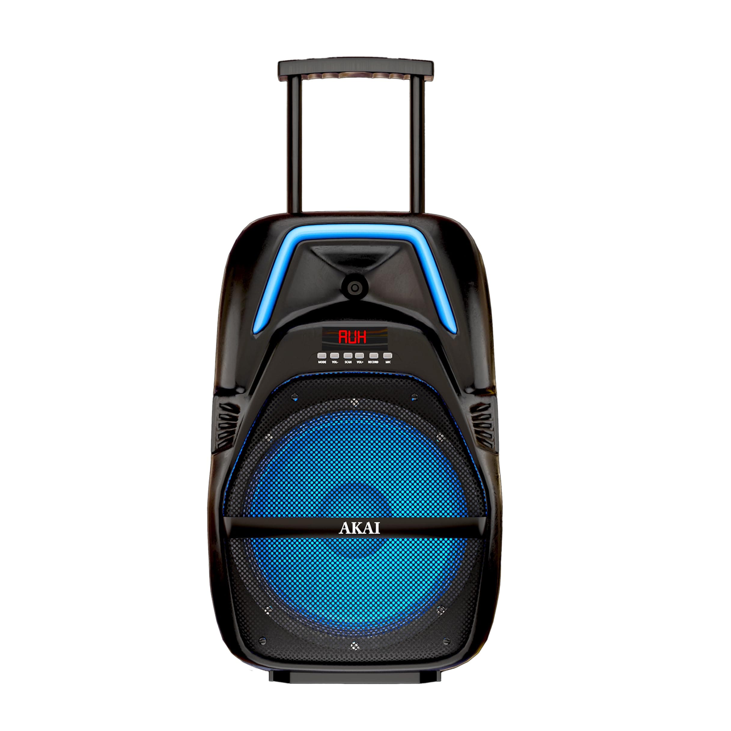 Akai PartyMate Bluetooth Party Speaker PM-60T 60W Karaoke System Portable Trolley Outdoor Speaker/Inbuilt Battery/Wireless Mic/ 1 Click Mic Recording/Remote Control/FM Radio and AUX/TF/USB/8" Driver.