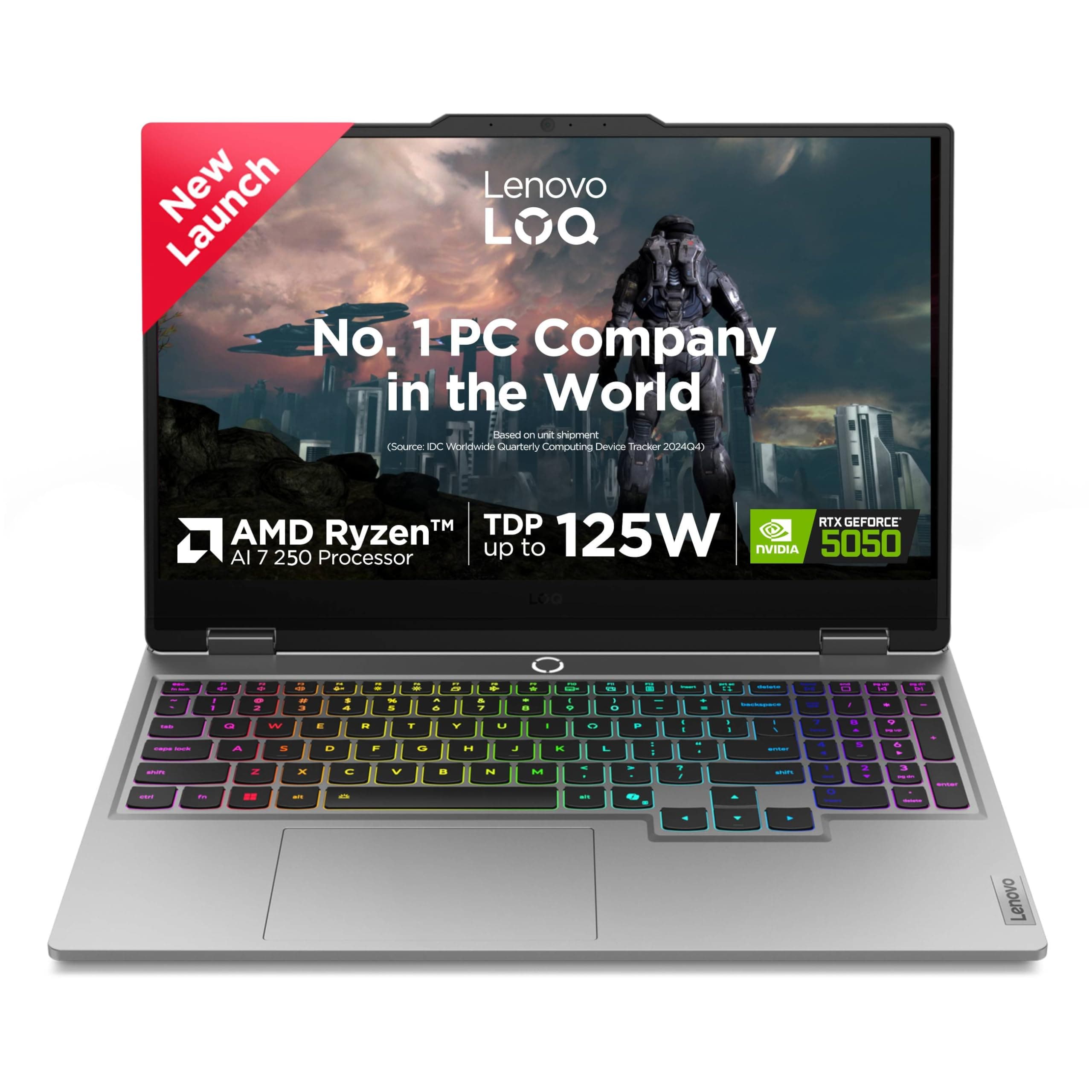 Lenovo LOQ 2025 AMD Ryzen 7 250| NVIDIA RTX 5050 8GB (16GB RAM/1TB SSD/144Hz Refresh Rate/440 AI TOPS/15.6" (39.6cm)/Windows 11/Office 2024/3 Mon. Gam...