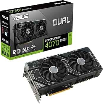 ASUS Dual GeForce RTX 4070 Super Graphics Card (PCIe 4.0, 12GB GDDR6X, DLSS 3, HDMI 2.1, DisplayPort 1.4a, 2.56-Slot Design, Axial-tech Fan Design, Au...