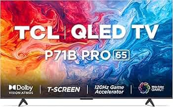 TCL 165 cm (65 inches) 4K Ultra HD Smart QLED Google TV 65P71B Pro (Black)