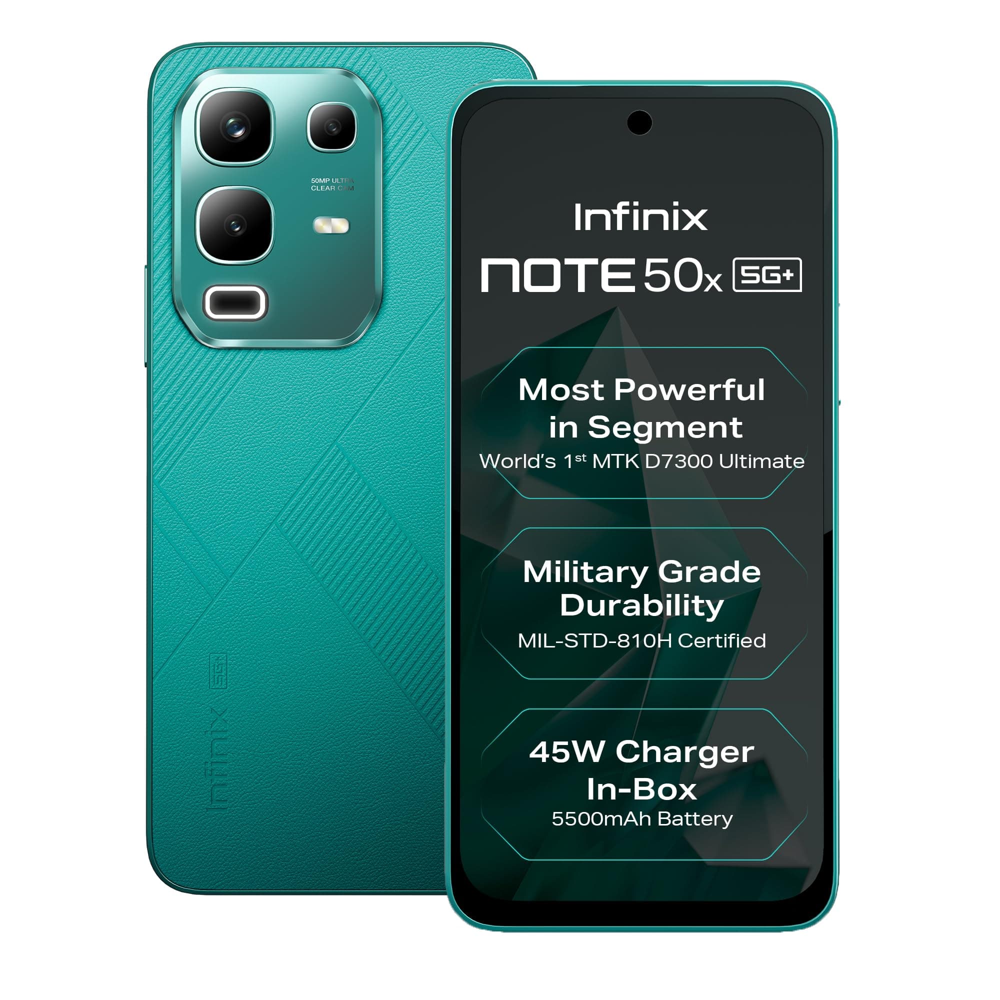 Infinix Note 50x+ 5G (Sea Breeze Green, 6GB RAM, 128GB Storage) | MediaTek Dimensity 6100+ | 50MP Dual Rear Cam | 6.78" AMOLED Display | 5000mAh Batte...