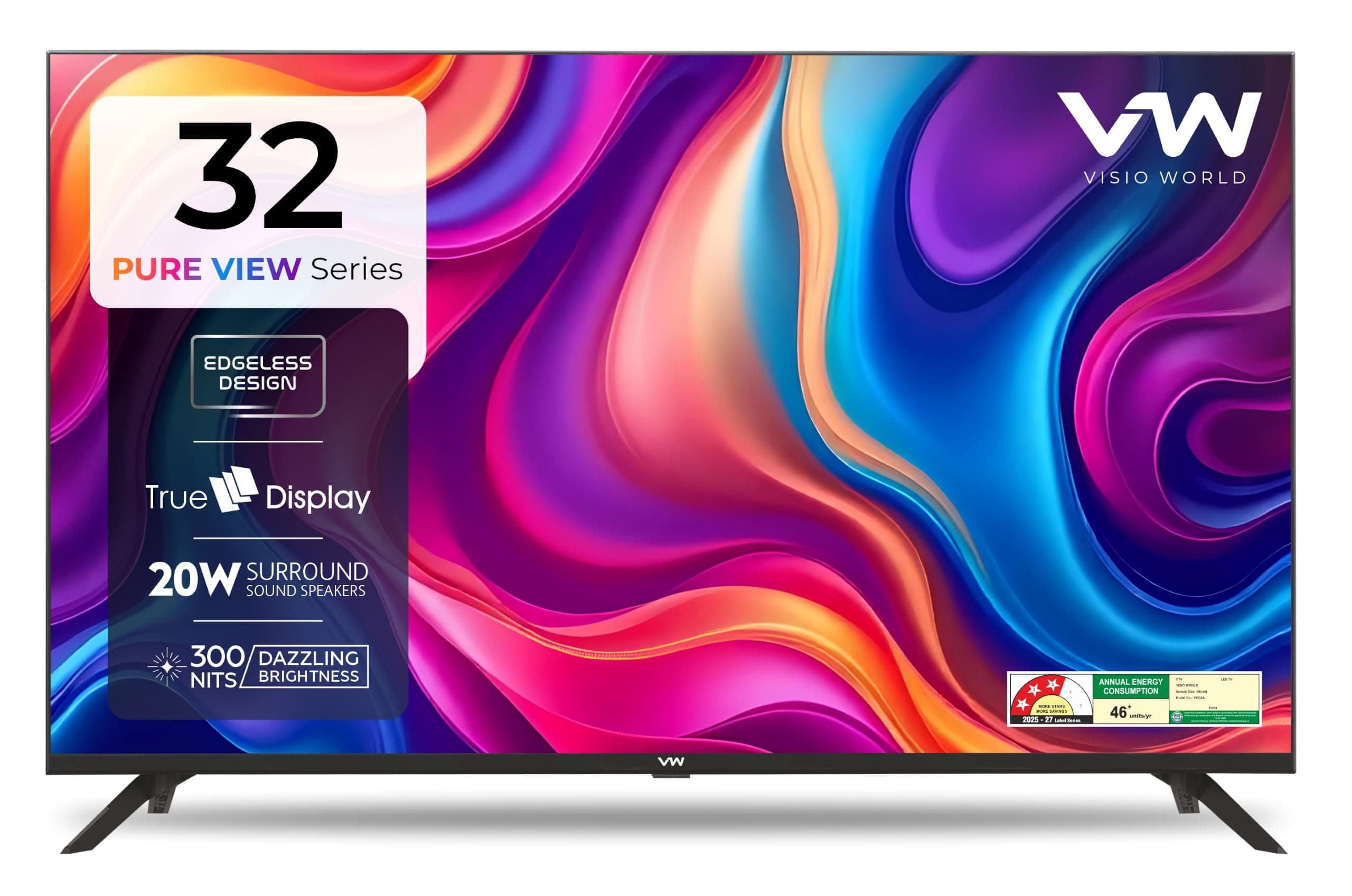 VW 80 cm (32 inches) HD Ready LED TV VW32A (Black) (2021 Model)