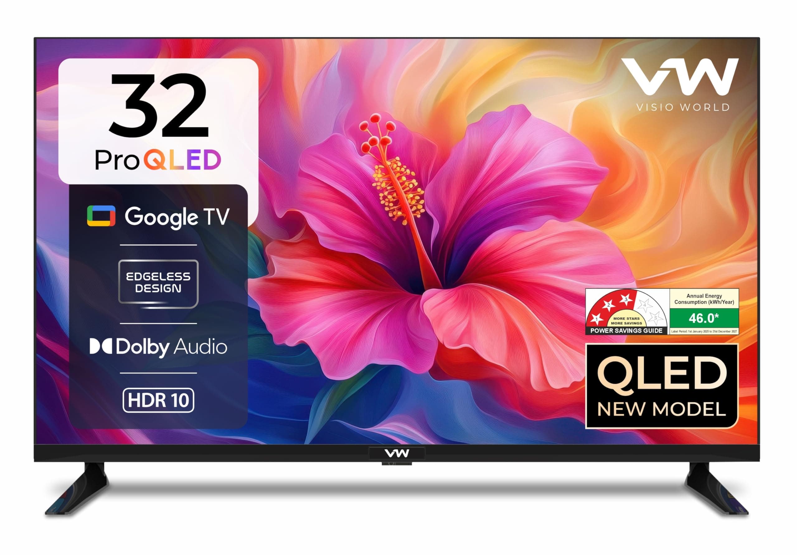 VW 80 cm (32 inches) Pro Series HD Ready Smart QLED Google TV (Black)
