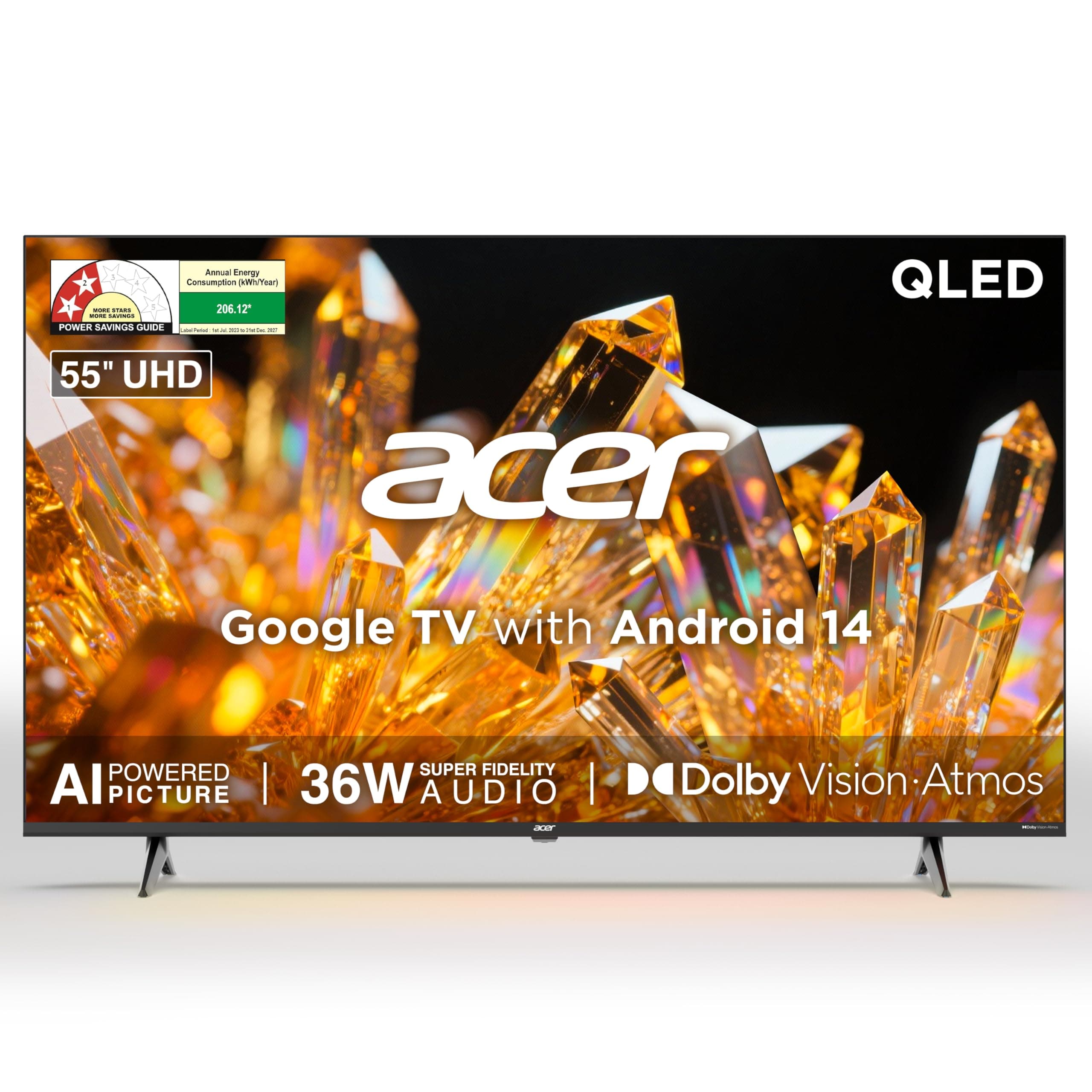 acer 139 cm (55 inches) Ultra V Series 4K Ultra HD Smart QLED Google TV AR55QDVGU2875BD