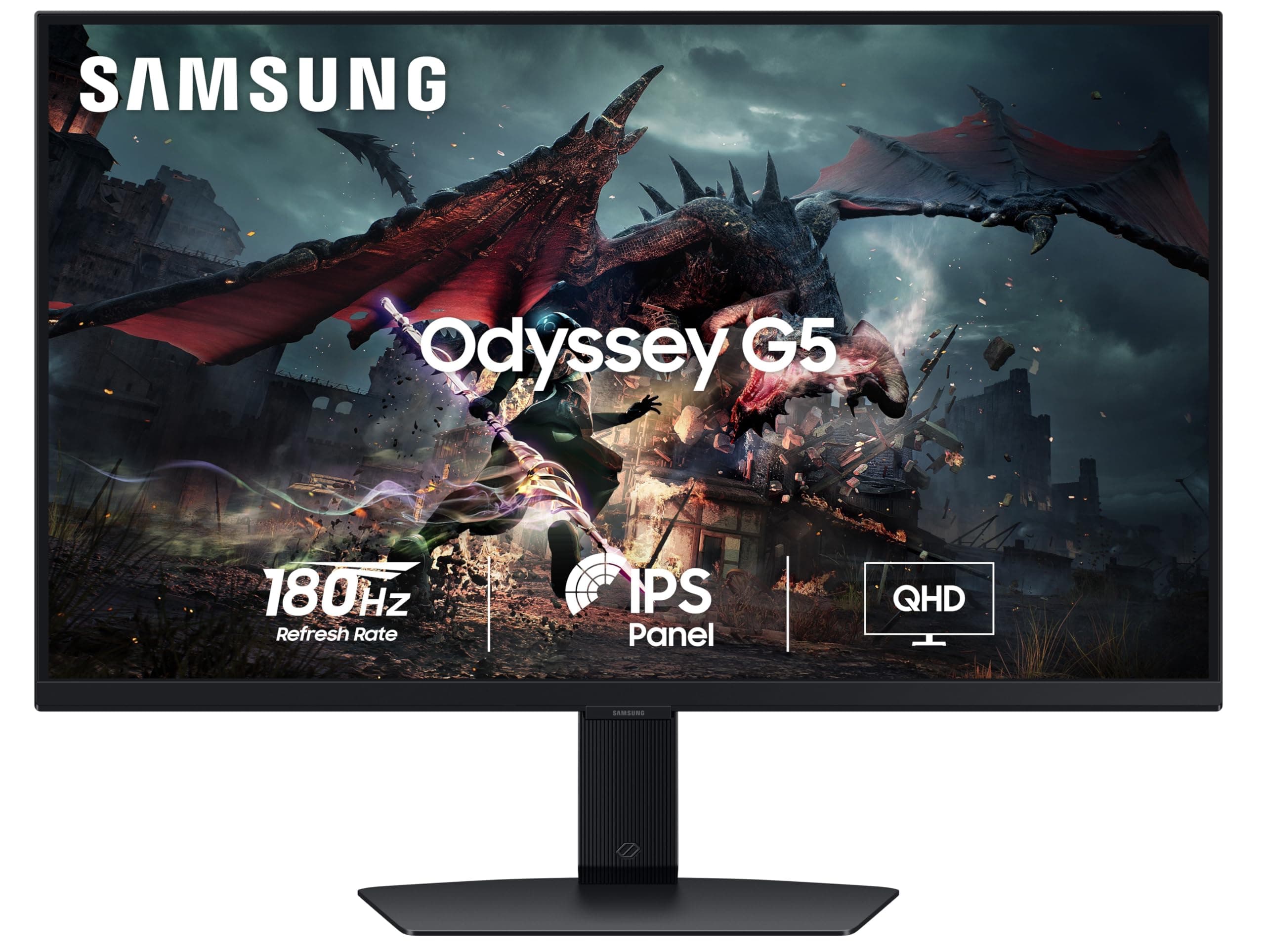 Samsung Odyssey G5 Gaming IPS Flat Monitor 68.5 cm (27") QHD (2,560 x 1,440), 180 Hz, 1ms(GTG), AMD FreeSync, DP, HDMI, Headphone Jack, Height, Tilt, ...