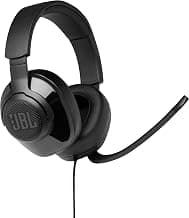 (Renewed) JBL Quantum 300 Hybrid Wired Over-Ear Gaming Headset with QuantumSurround & Flip-up Mic (Black)