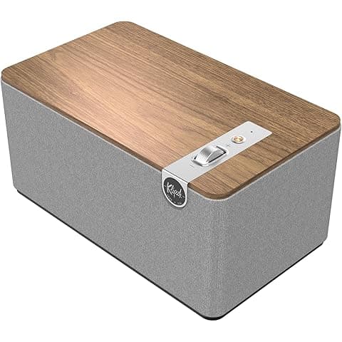 Klipsch The Three Plus Premium Bluetooth Speaker System - Walnut | Biamplified 2.1 Stereo with Dual 2.25” Drivers, 5.25” Woofer, Bluetooth 5.3 Connect App Customization