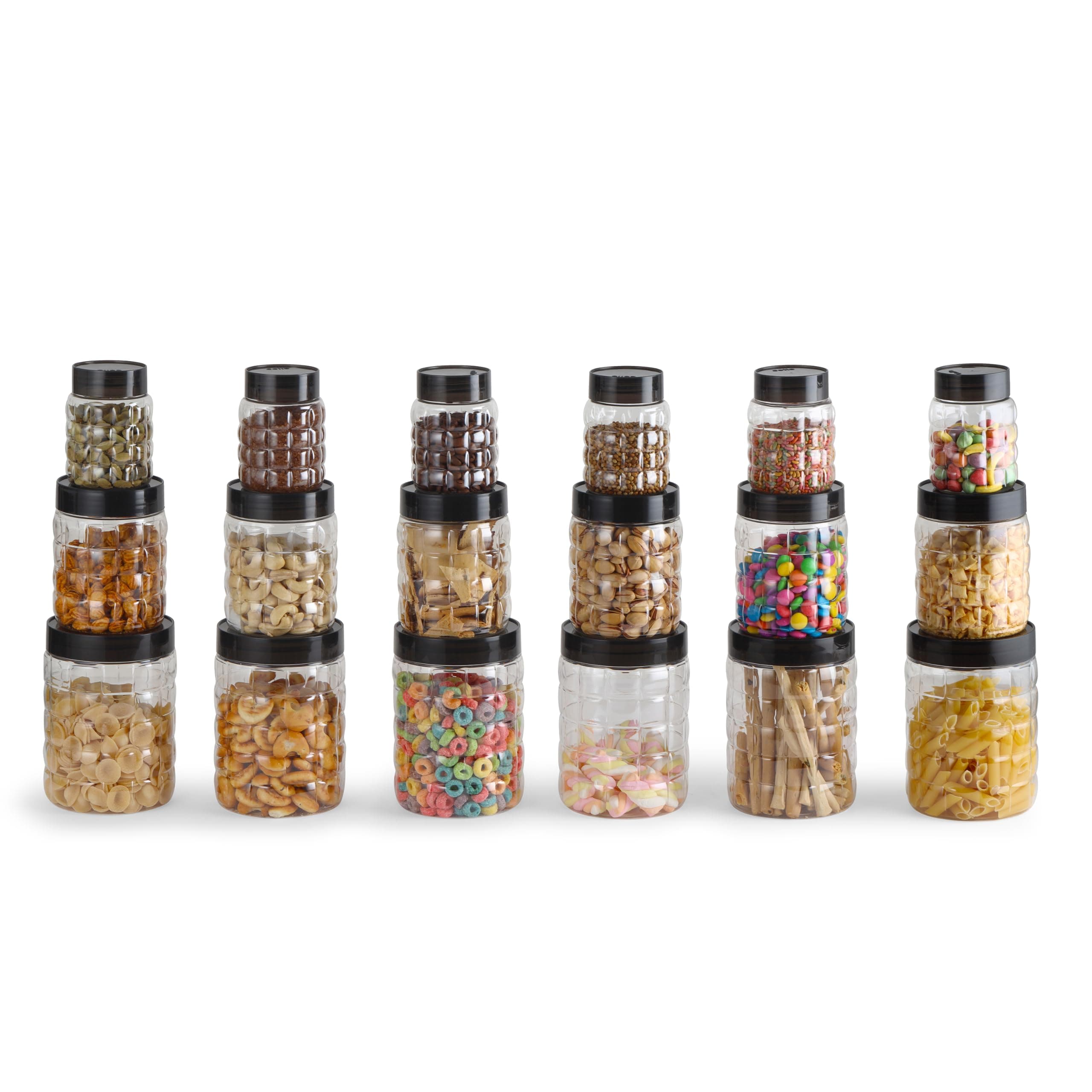 Cello Checkers Plastic PET Canister Set, 18 Pieces, Clear