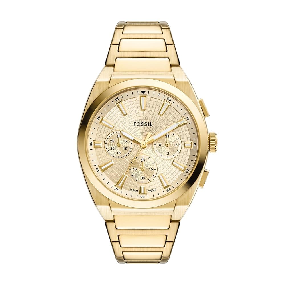 Fossil Analog Men Gold Gold Everett Quartz Stainless Steel Watch FS6119