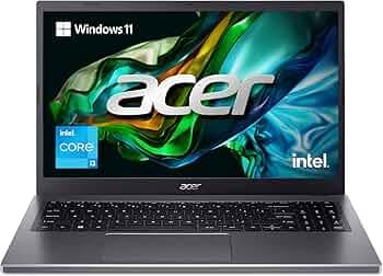 Acer Aspire 5 Thin and Light Laptop 13th Gen Intel Core i3-1315U (Windows 11 Home/8 GB RAM/512 GB SSD) A515-58P 15.6" Full HD Display, Steel Gray, Wi-...