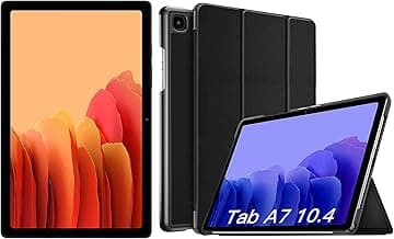 Samsung Galaxy Tab A7 26.31 cm (10.4 inch), Slim Metal Body, Quad Speakers with Dolby Atmos, RAM 3 GB, ROM 32 GB Expandable, Wi-Fi-only, Gold + Cover
