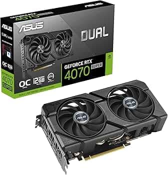 ASUS Dual GeForce RTX 4070 SUPER EVO OC Edition 12GB GDDR6X (PCIe 4.0, 12GB GDDR6X, DLSS 3, HDMI 2.1a, DisplayPort 1.4a, 2.5-slot design, Axial-tech f...