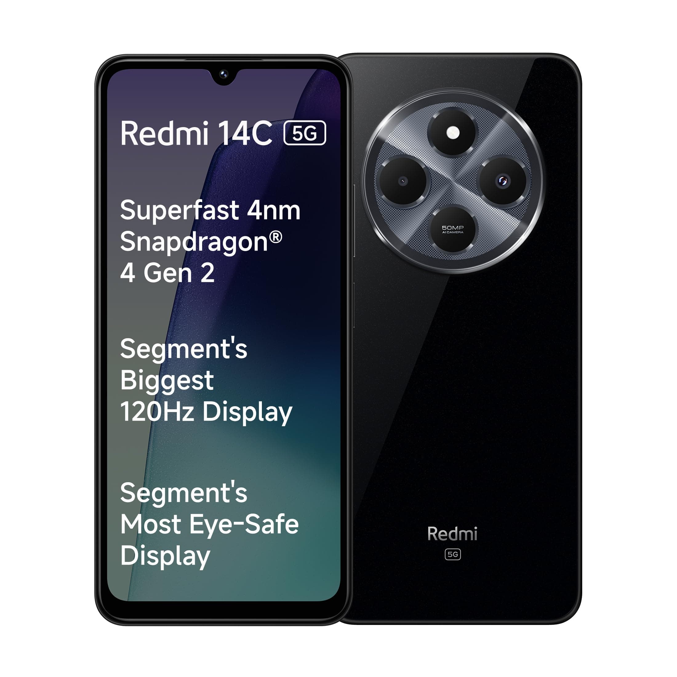 Redmi 14C 5G (Stargaze Black, 4GB RAM, 128GB Storage) | Superfast 4nm Snapdragon 4 Gen 2 | 120Hz 17.47cm (6.88) Display | 5160mAh Battery | 50MP Dual ...