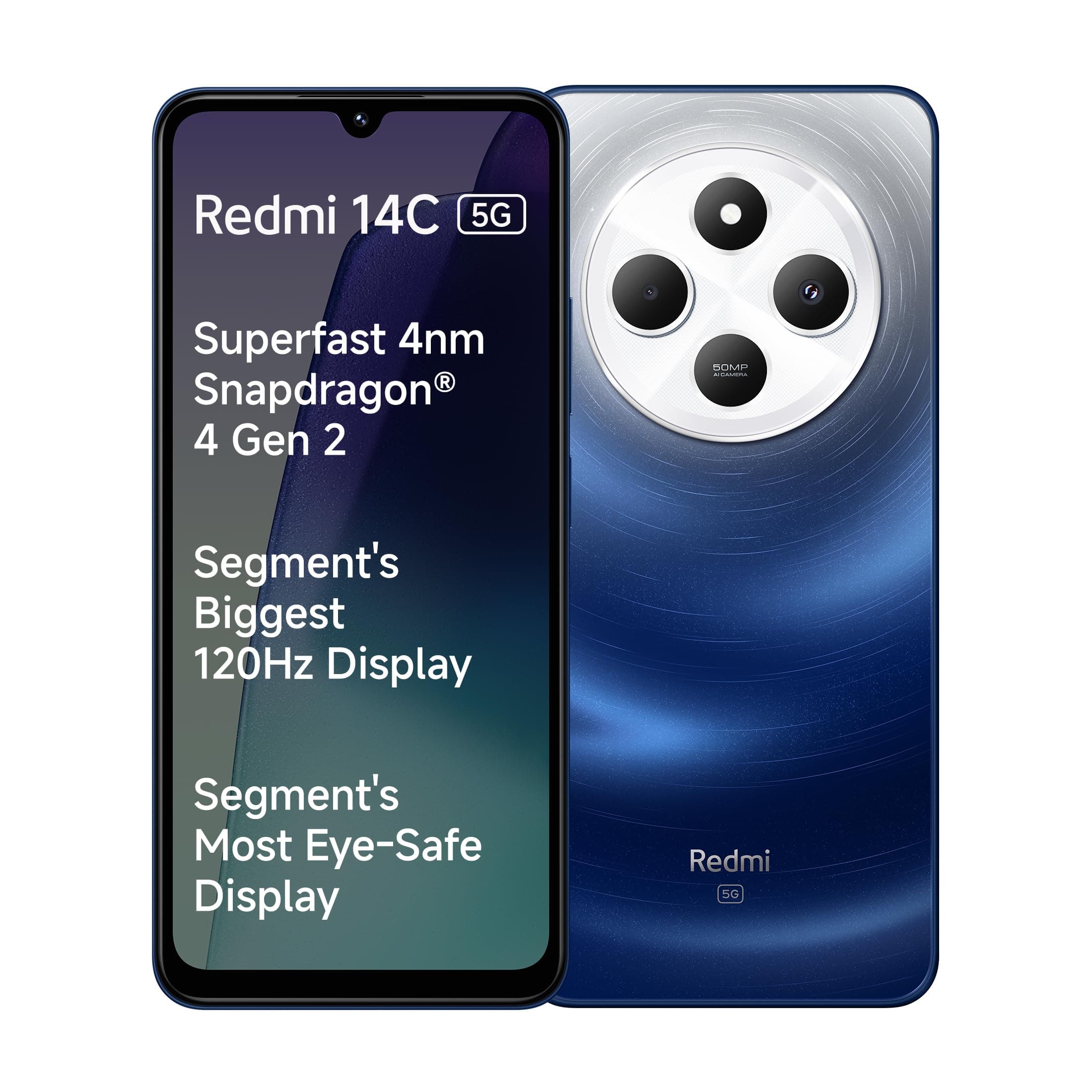 Redmi 14C 5G (Starlight Blue, 4GB RAM, 64GB Storage) | Superfast 4nm Snapdragon 4 Gen 2 | 120Hz 17.47cm (6.88) Display | 5160mAh Battery | 50MP Dual C...